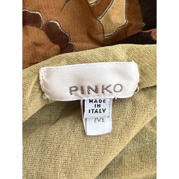 PINKO floral print top sz M brown made in Italy - Picture 3 of 9